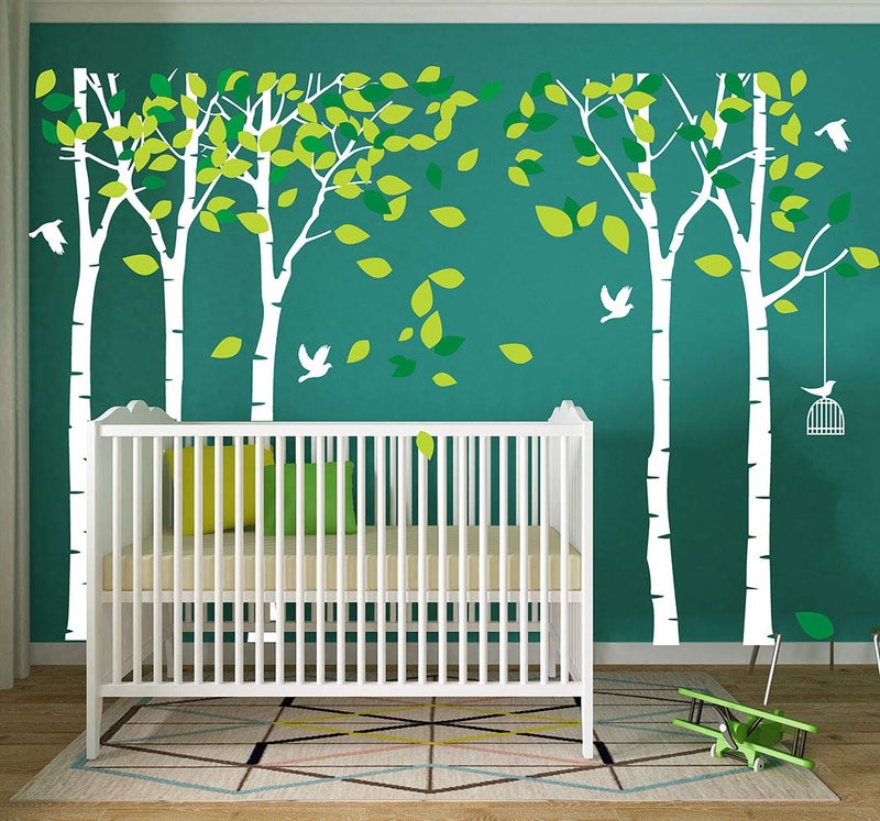 LUCKKYY Giant Jungle Tree Wall Decal Tree Wall Sticker Removable Vinyl Sticker Mural Art Kids Room Nursery Bedroom Living Room Decoration (103.9x70.9) (White) - Image 2